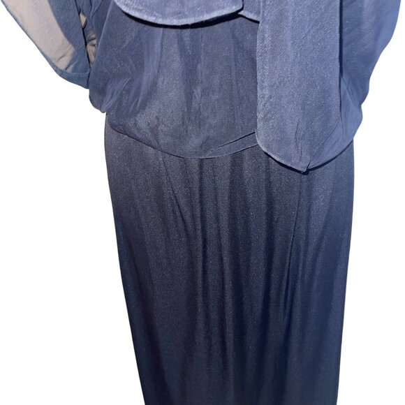 Deadstock Tadashi Vintage 1990s Womens Gown Size 8 Black Ribbon Chiffon Skirt - Picture 9 of 11